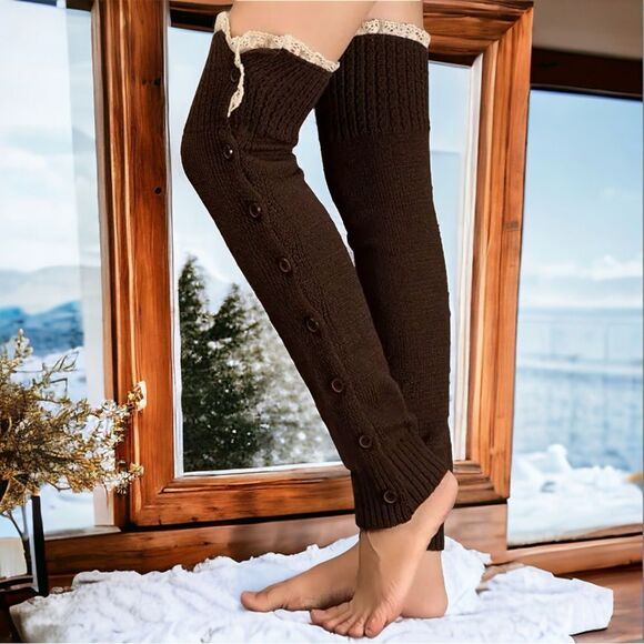 Frill top l Button-up l Brown l Long Leg Warmers l New - Picture 8 of 8